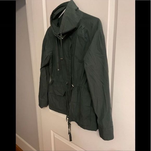 NWT RARE Theory Hunter Green Lightweight Drawstring Waist Full Zip Jacket Size S - Picture 9 of 15